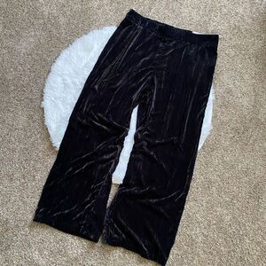 Soft Surroundings Pull On Pants Wide Leg Full Length Velour Velvet NEW Womens XL